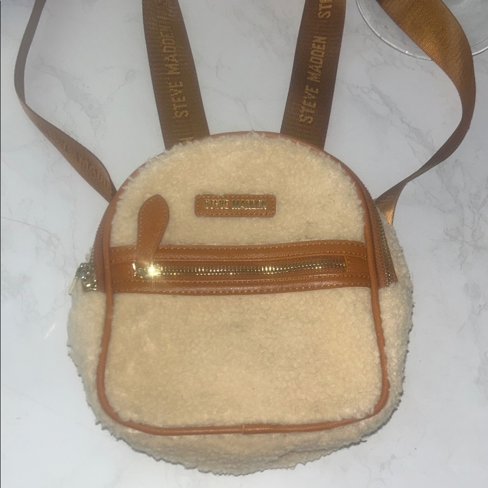 Steve Madden Cozy Cream and Brown Backpack